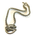 Double Horse Head Woven Necklace | Stainless Steel Weave Chain | Equestrian Statement Jewelry