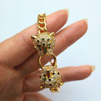 Wild Spirit Double Panther Cuff Bangle