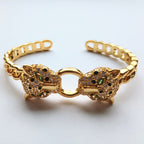 Wild Spirit Double Panther Cuff Bangle
