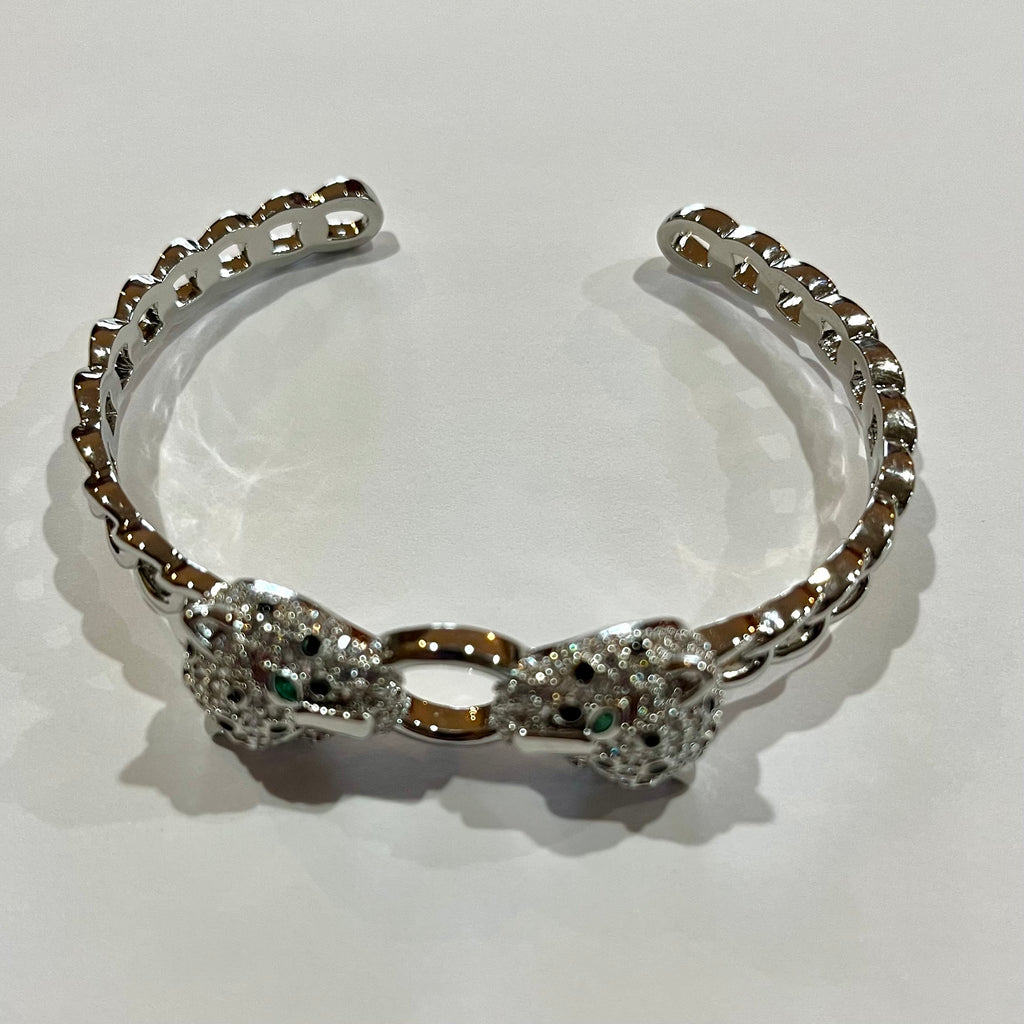 Wild Spirit Double Panther Cuff Bangle