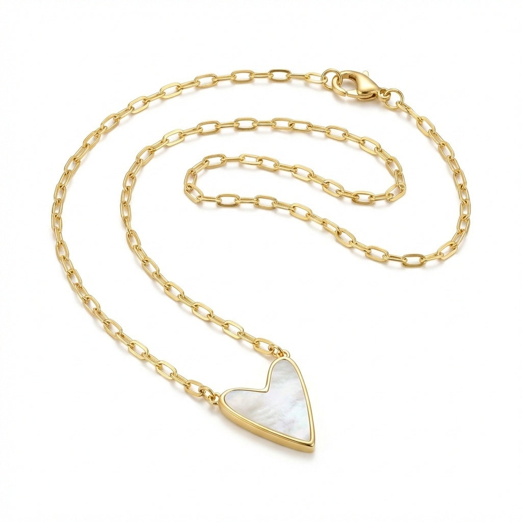 Mother Of Pearl Armor Heart Necklace