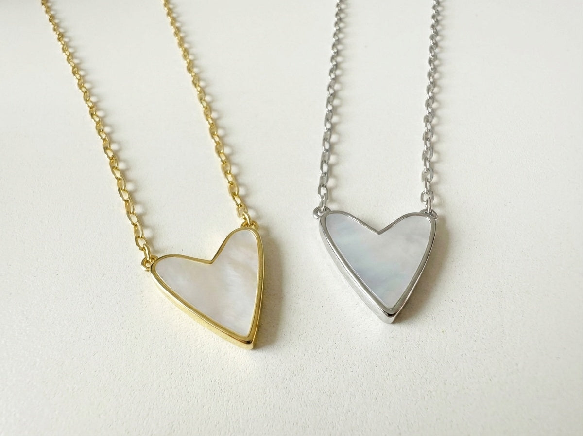 Mother Of Pearl Armor Heart Necklace