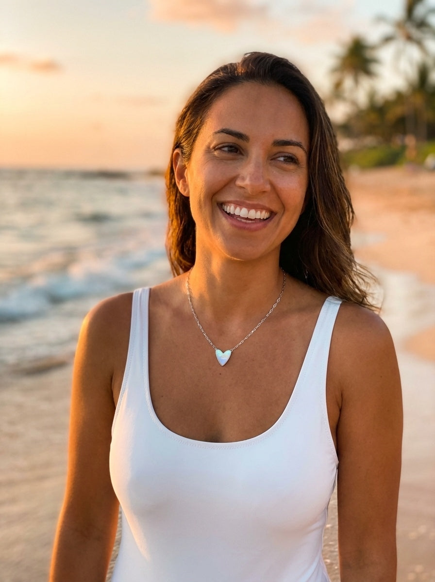 Mother Of Pearl Armor Heart Necklace