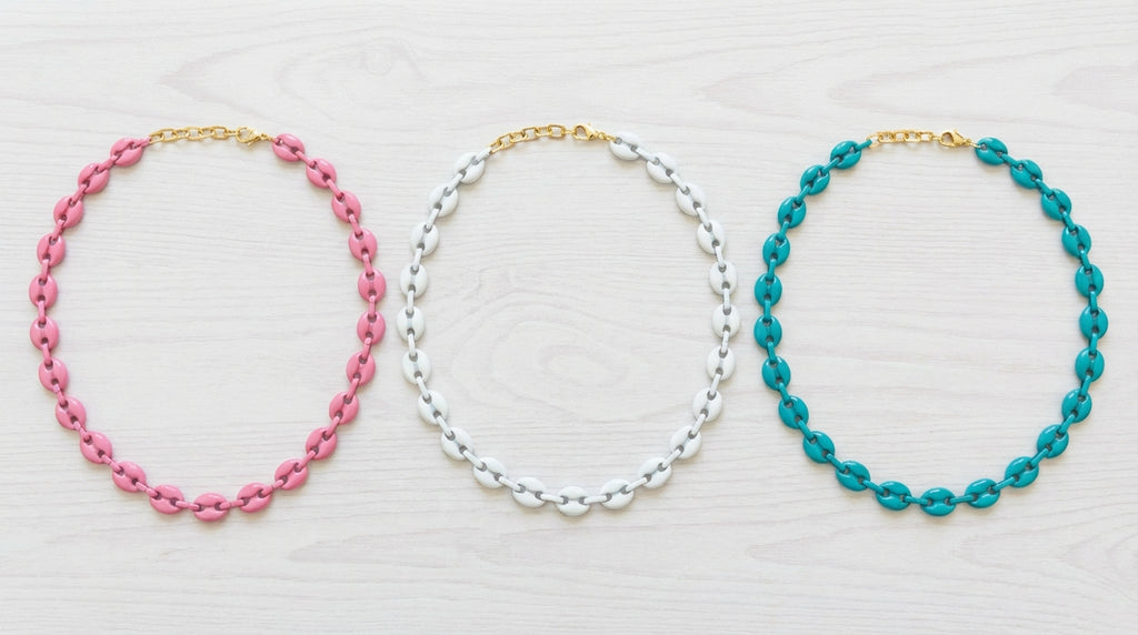 Marina Enamel Puffed Mariner Chain Necklace