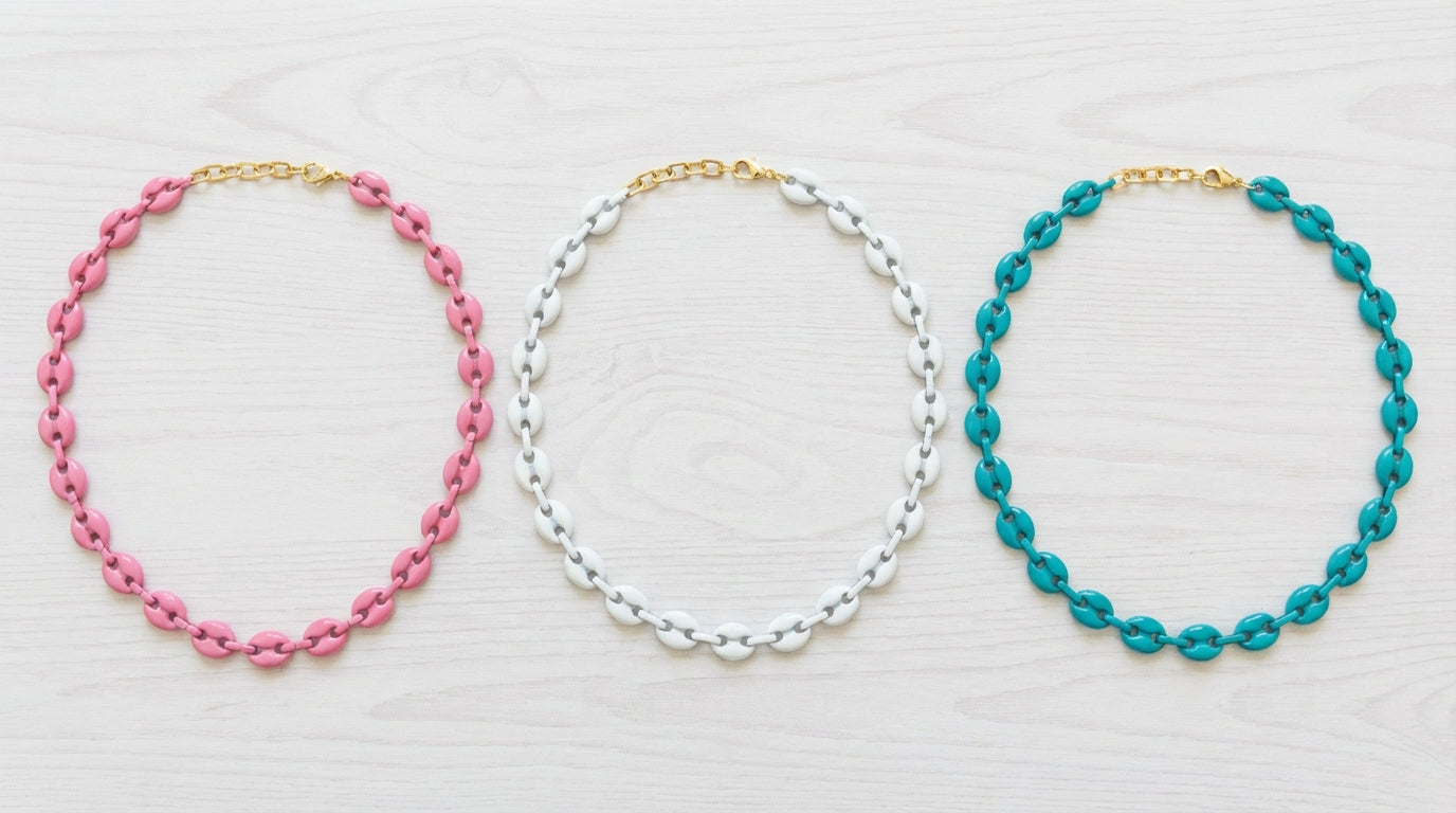 Marina Enamel Puffed Mariner Chain Necklace