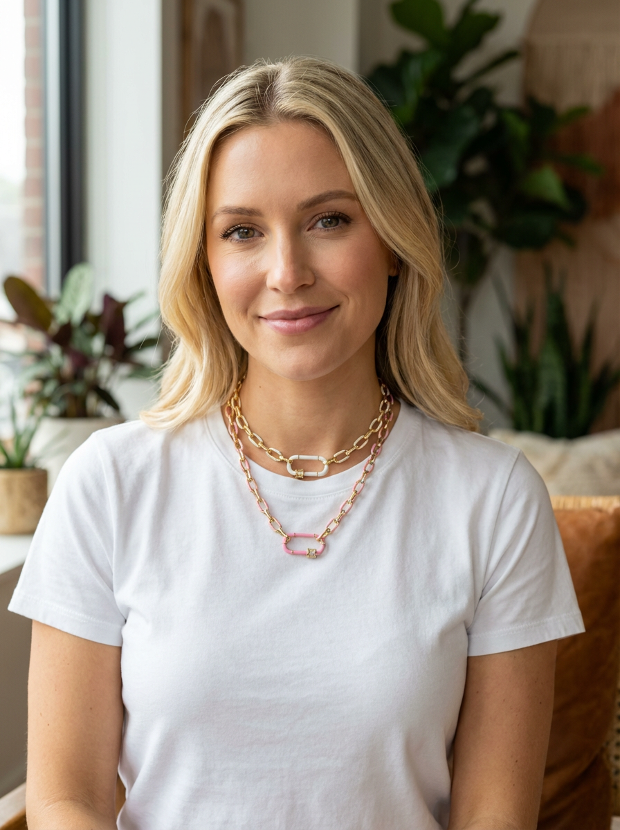 Chérie Enamel & Gold Filled Paperclip Chain Necklace
