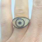 Nazar Blue Topaz Evil Eye Teardrop Dome Ring