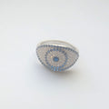 Nazar Blue Topaz Evil Eye Teardrop Dome Ring