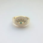 Emerald Gaze Evil Eye Dome Signet Ring