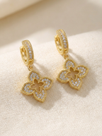 Fleur Quatrefoil Petite Clover Drop Huggie Earrings