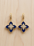 Fleur Lapis Grande Quatrefoil Drop Huggie Earrings