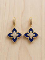 Fleur Lapis Grande Quatrefoil Drop Huggie Earrings
