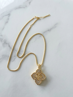 Fleur Quatrefoil Petite Clover Drop Huggie Earrings