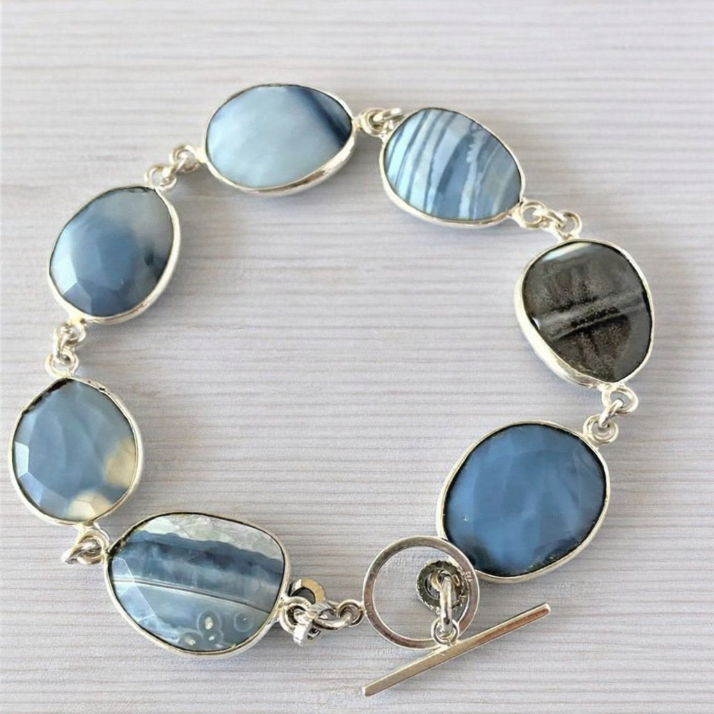 Ocean Whisper Blue Opal Station Bracelet