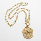Equestrian Medallion Pavé Link Necklace