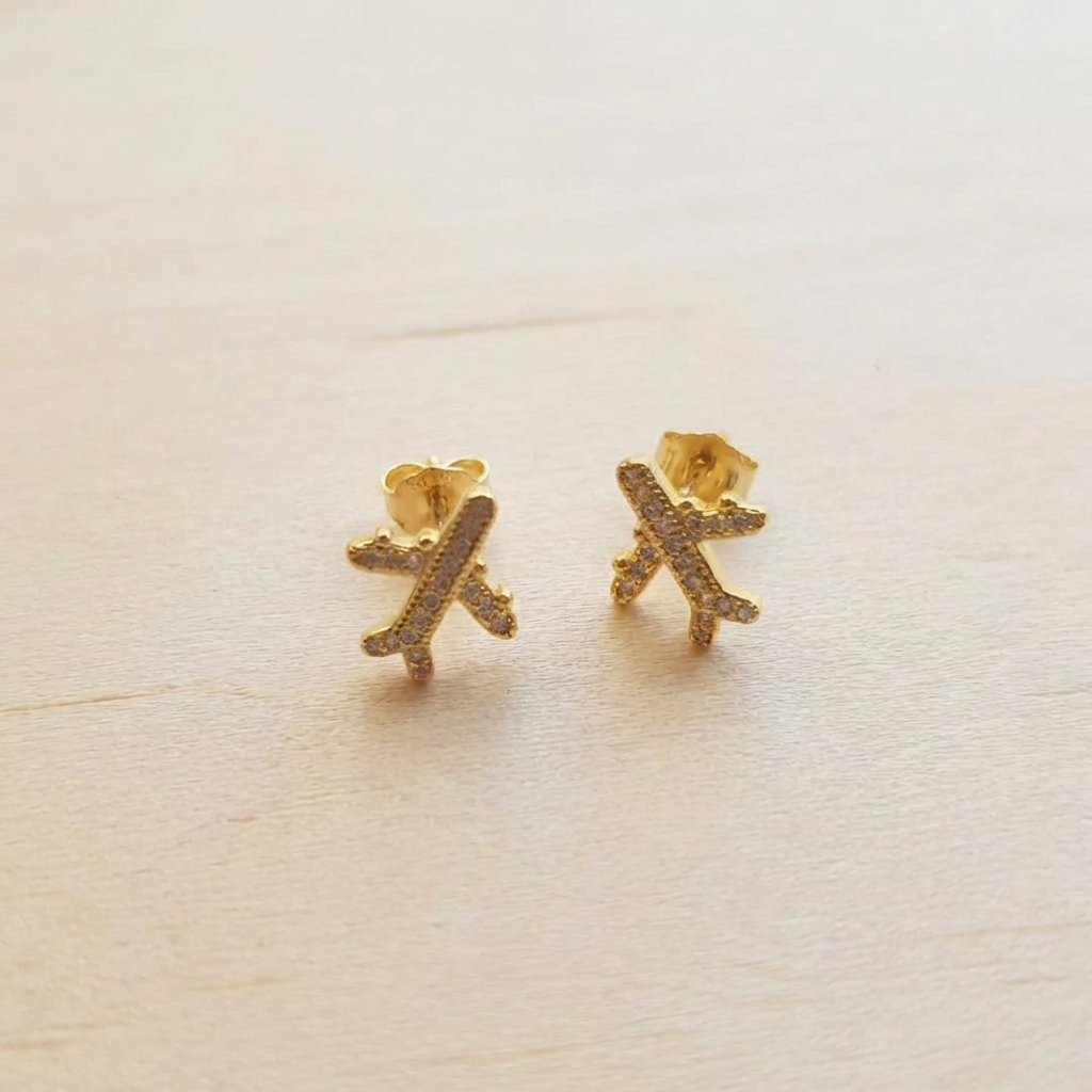 Jet Set Pave Airplane Stud Earrings