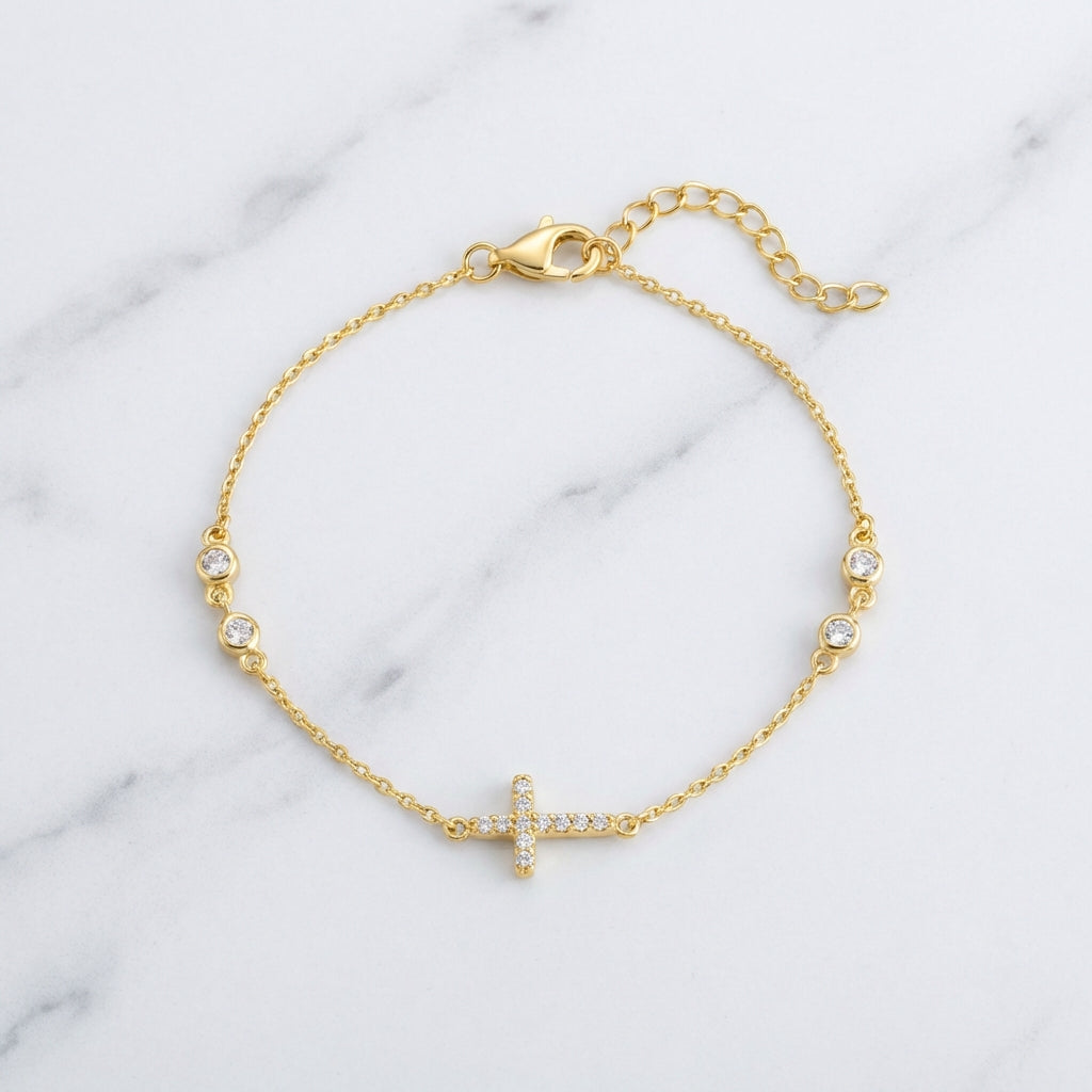 Grace Sideways Cross Pavé Simulated Diamonds Bracelet