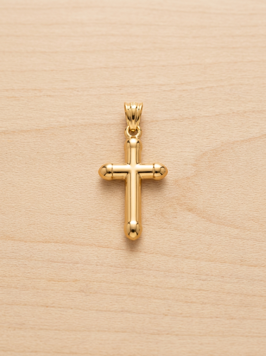 Gloria Puffed Tubular Cross Pendant