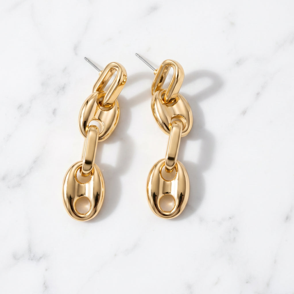 Café Link Drop Earrings