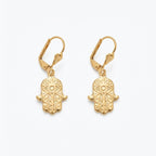 Fatima's Blessing Gold Filigree Hamsa Earrings