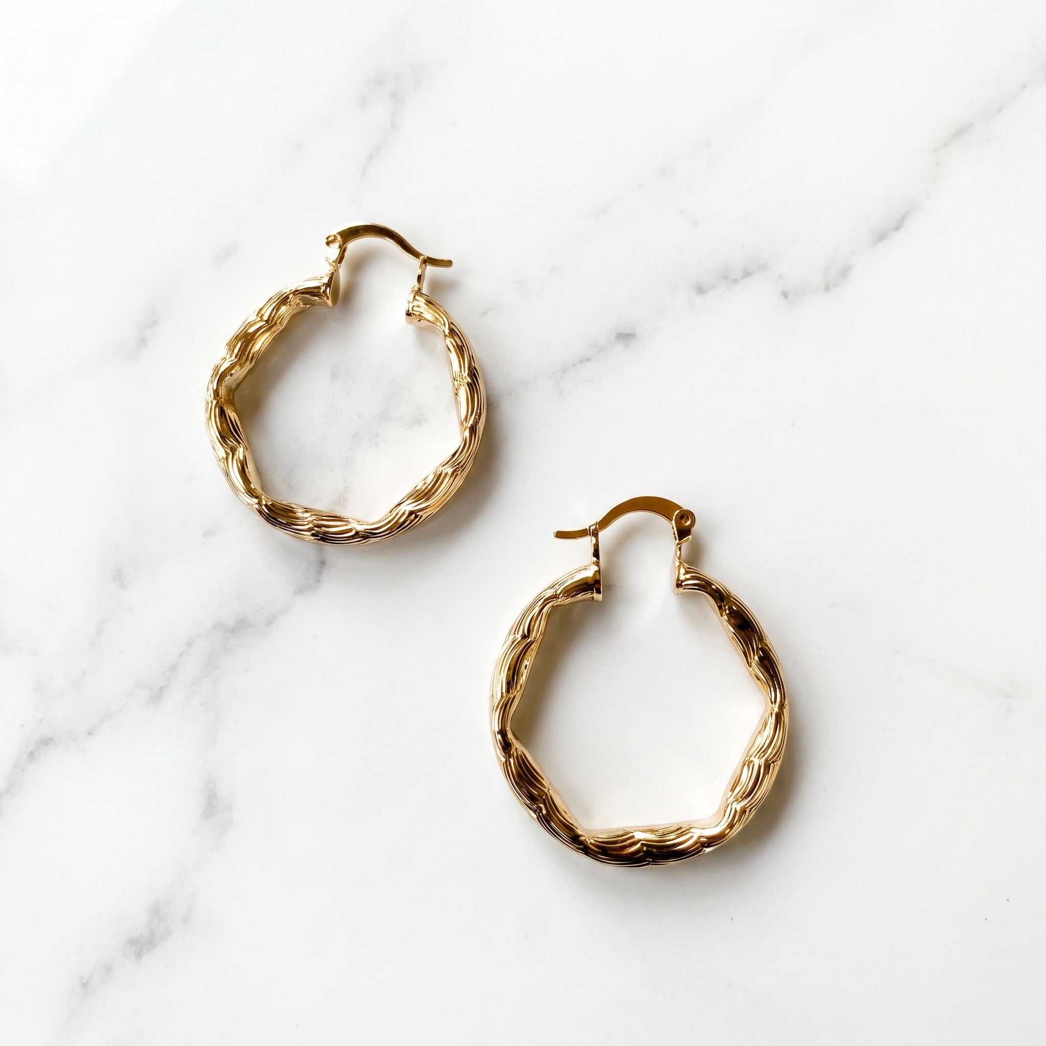 Golden Ripple Hoops