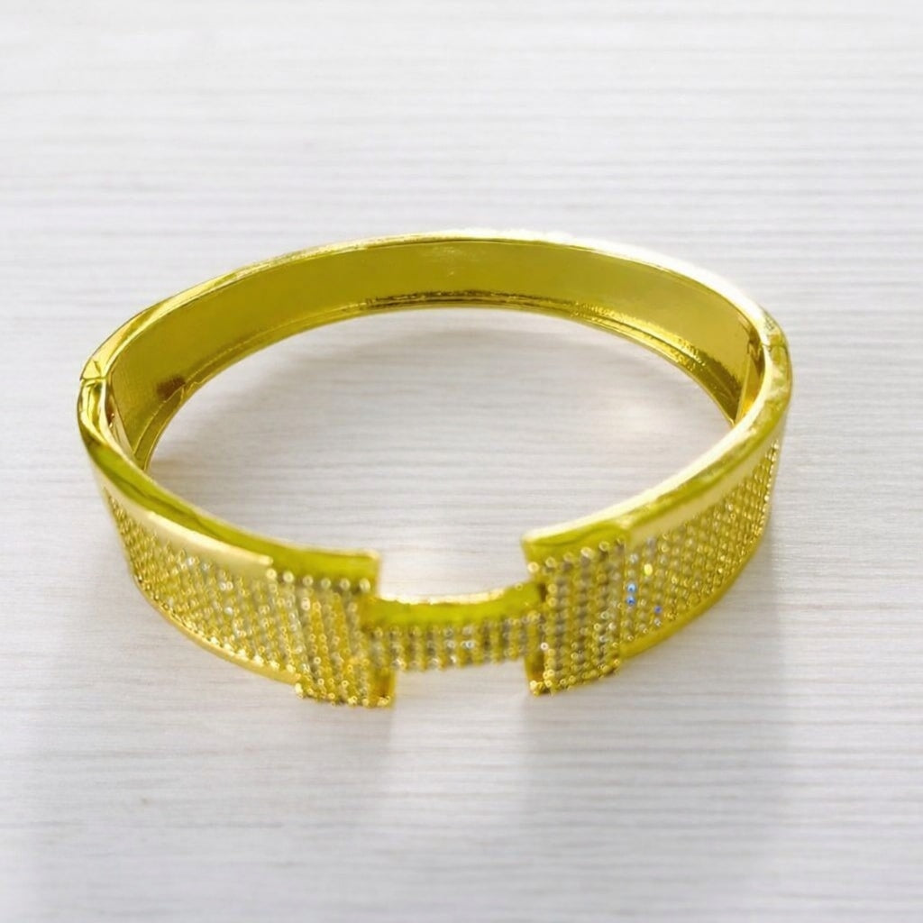 Lumière Pavé Simulated Diamonds Wide Cuff Bangle