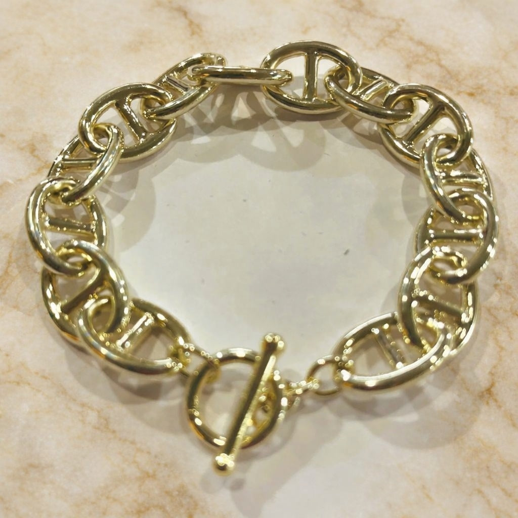 Harbor Anchor Chain Bracelet with Toggle Closure