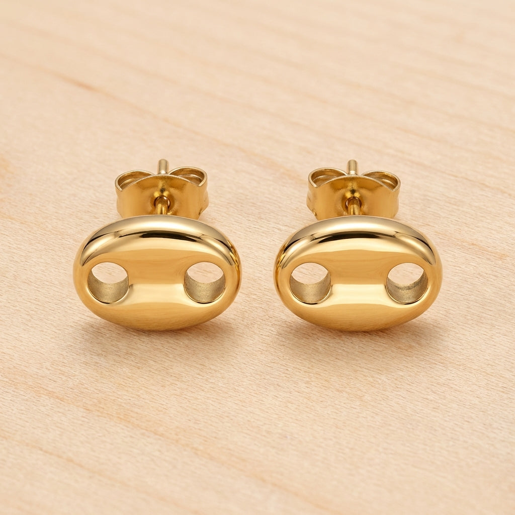 Puffy Mariner Link Stud Earrings