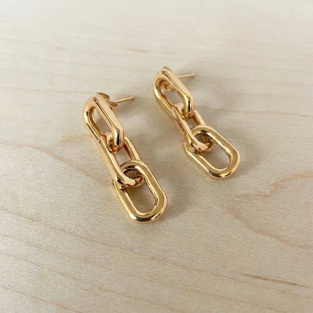 Roma Paperclip Chain Link Drop Earrings