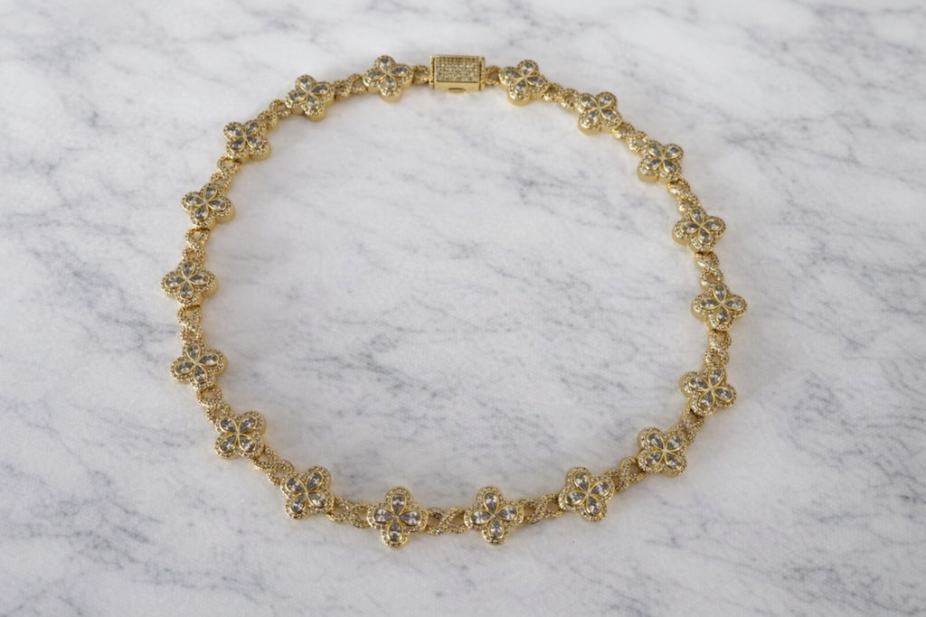 Golden Blossom Cluster Necklace