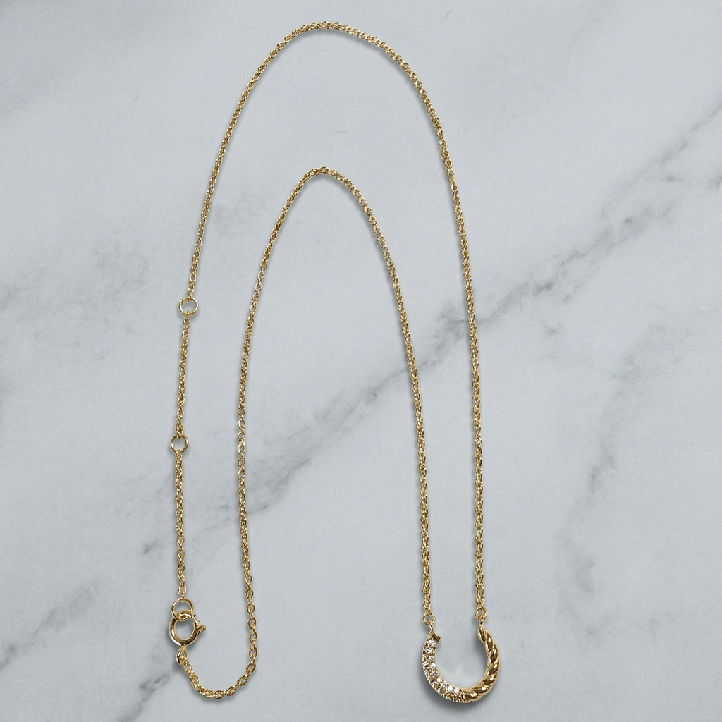 Delicate Rope & Simulated Diamond Horseshoe Necklace