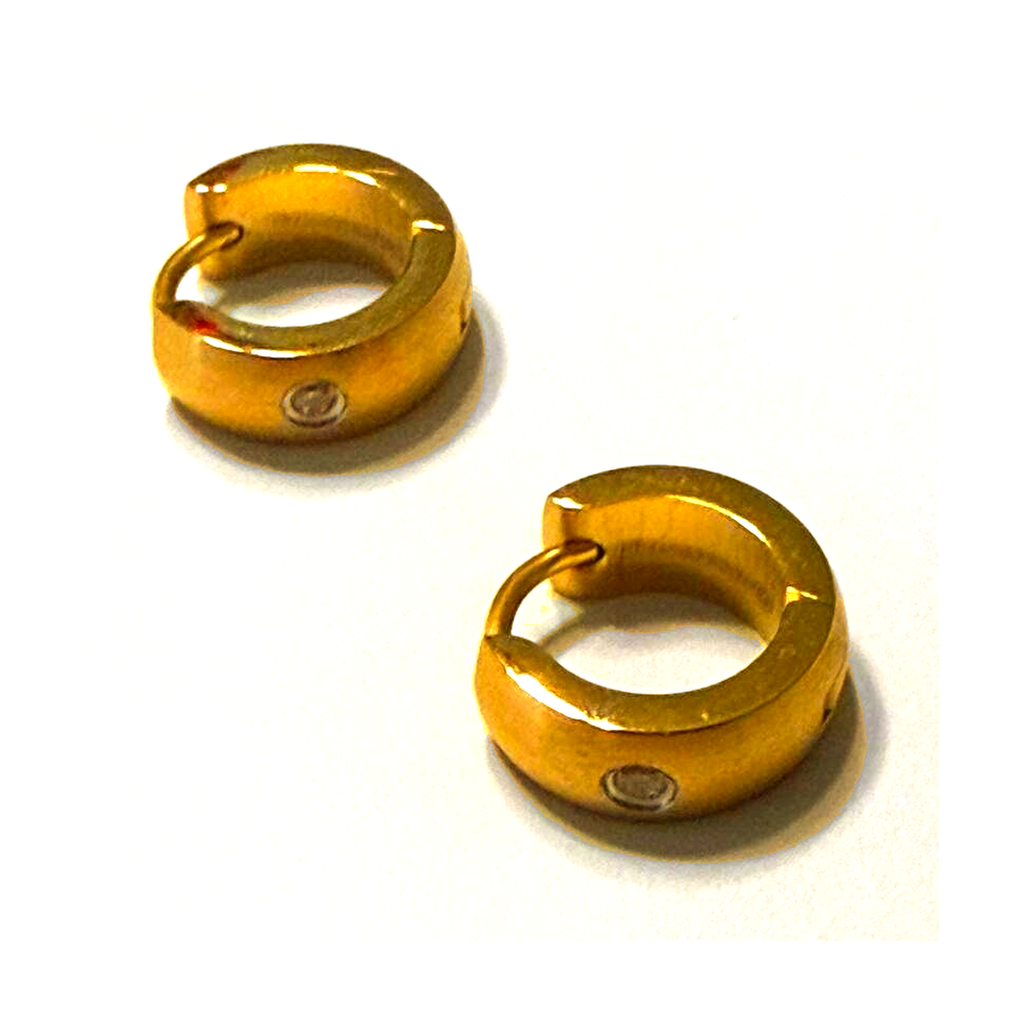 Éloise Simulated Diamond Huggie Hoops in Stainless Steel or 20K Gold Plating