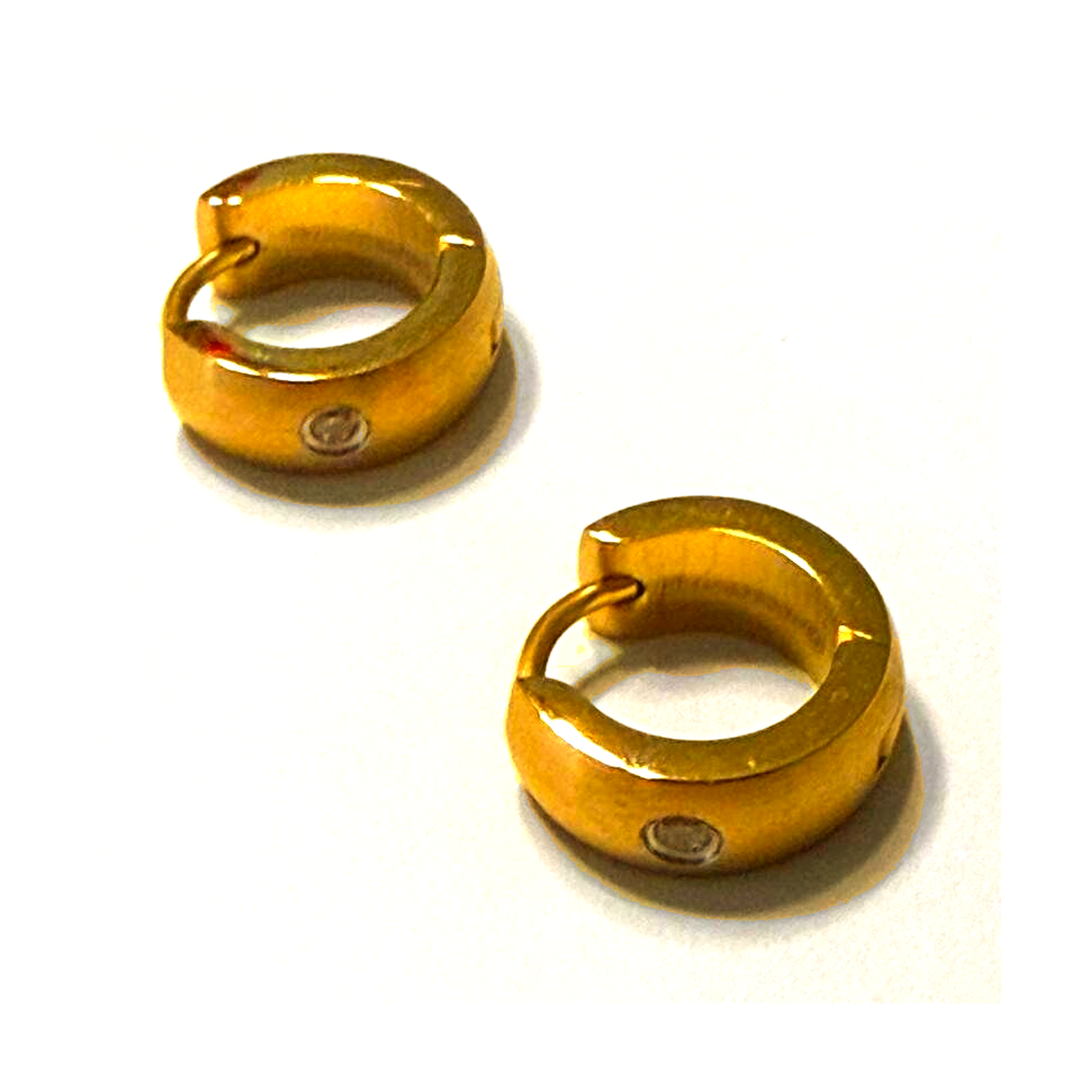Éloise Simulated Diamond Huggie Hoops in Stainless Steel or 20K Gold Plating