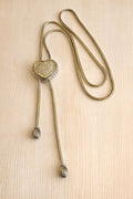 Amour Two-Tone Pavé Simulated Diamond Heart Sliding Tassel Lariat Necklace