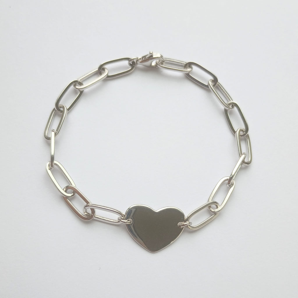 Heart and Paperclip Link Bracelet