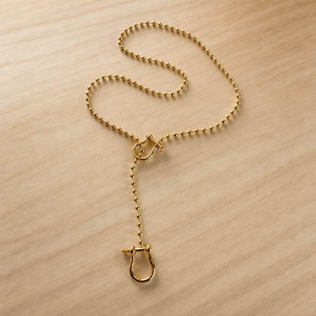 Lucky Horseshoe Gold-Filled Lariat Necklace