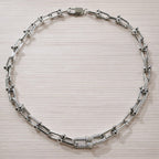 Irons Pavé Simulated Diamond Stirrup Link Chain Necklace