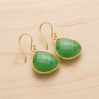 Lush Green Jade Pear Drop Earrings