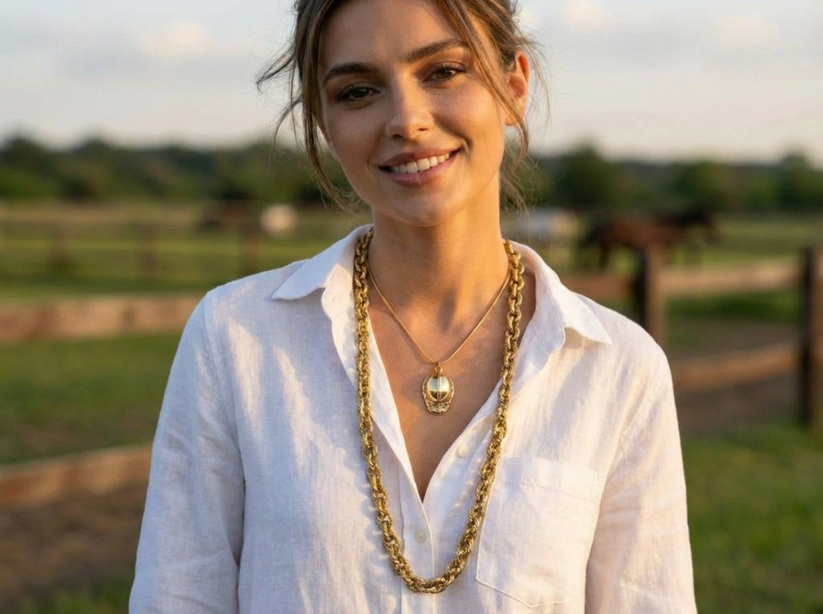 Treccia Vintage Gold Filled Twisted Rope Link Necklace
