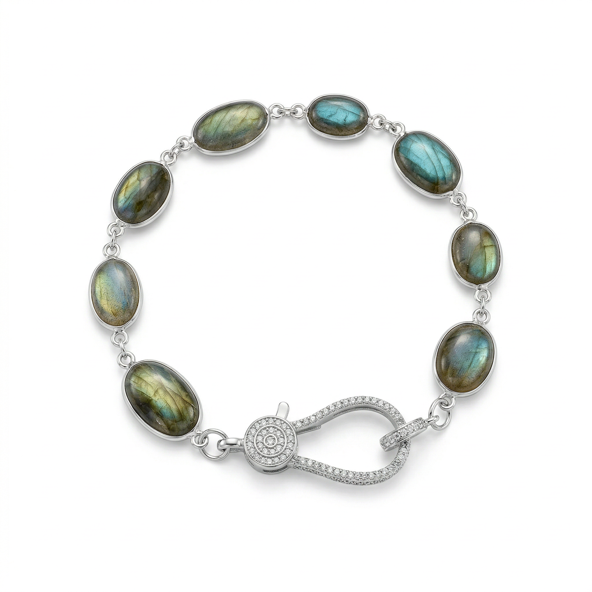Northern Lights Labradorite Pavé Lobster Claw Bracelet