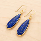 Lapis Lazuli Elongated Teardrop Drop Earrings