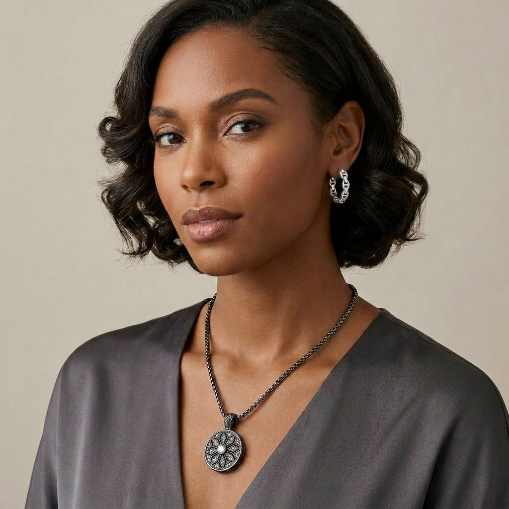 Clear Blossom Quartz Necklace