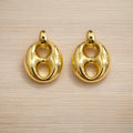 Marina Puffed Anchor Link Drop Earrings