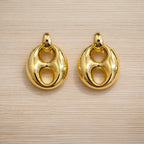 Marina Puffed Anchor Link Drop Earrings
