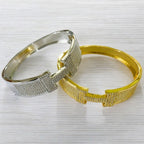Lumière Pavé Simulated Diamonds Wide Cuff Bangle