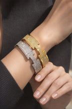 Lumière Pavé Simulated Diamonds Wide Cuff Bangle
