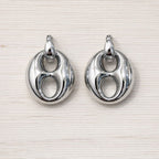 Marina Puffed Anchor Link Drop Earrings