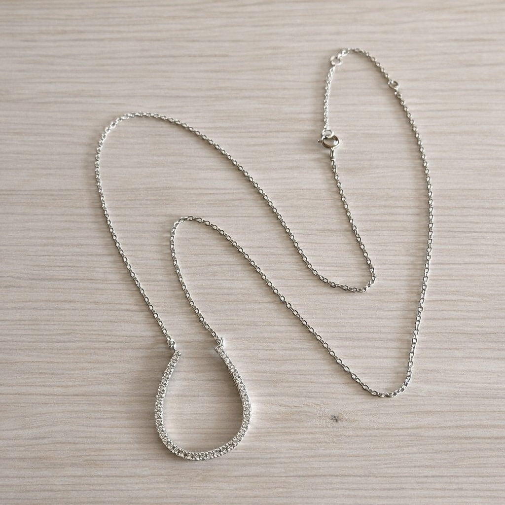 Fortuna Pavé Simulated Diamond Horseshoe Necklace