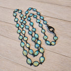 Cascade One-of-a-Kind Faceted Topaz & Oxidized Silver Bezel Station Necklace