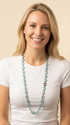 Cascade One-of-a-Kind Faceted Topaz & Oxidized Silver Bezel Station Necklace